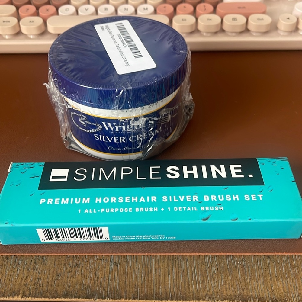 Wrights silver cleaners and tarnish without scratching and brush set